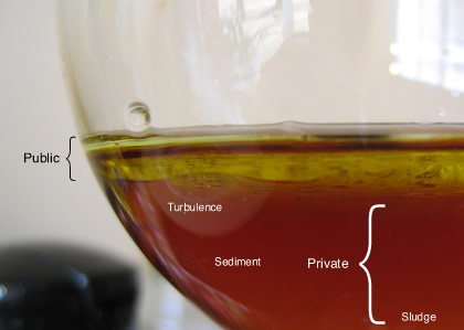 Oil and vinegar describe the decay and archiving of data over time, as well as a relationship between public and private information.