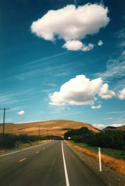 Looking back at the exit of Yakima canyon, Washington state.