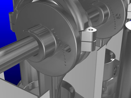Close-up of the plunger in the rendered 3D model of the 801-H duplex plunger pump.