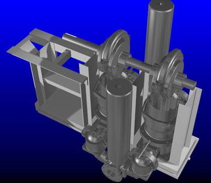 Rendered isometric view of the entire 801-H duplex plunger pump model.