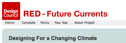 The Future Currents website documenting the Energy Project conducted by the Design Council's RED Group.