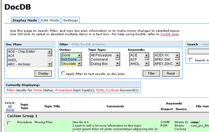 Closeup of DocDB Display mode