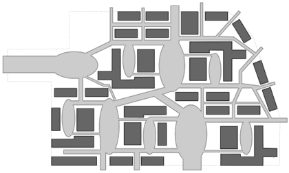 Volume and rate of movement through passages and community spaces where pools of lingering are encouraged.