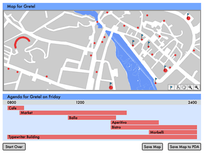 The host's GUI allows the host to suggest particular destinations for the guest, keeping in mind the availability of destinations throughout the day.