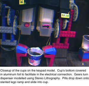 Close-up of the pill dispenser mechanism