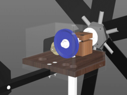 Still rendering of the wind-power generator with a transparent housing.